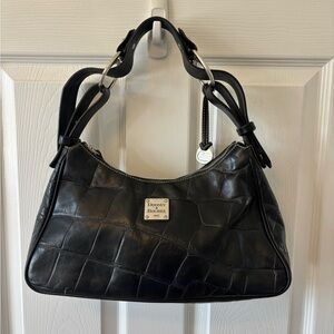 Dooney & Bourke Vintage Harrison Black Croc-Embossed Shoulder/ Hobo Bag